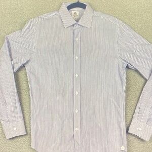 J. Crew Men's Pinstripe Dress Shirt - Blue and White